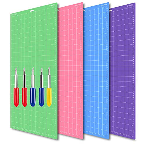 EVISWIY 4PCS 12x24 Mats Compitable with Maker 3Maker Explore Air 2AirOne with Blades StandardGripLightGripStrongGripFrabricGrip Multiple Green Blue Purple Pink Cricket Long Large Cutting Mats