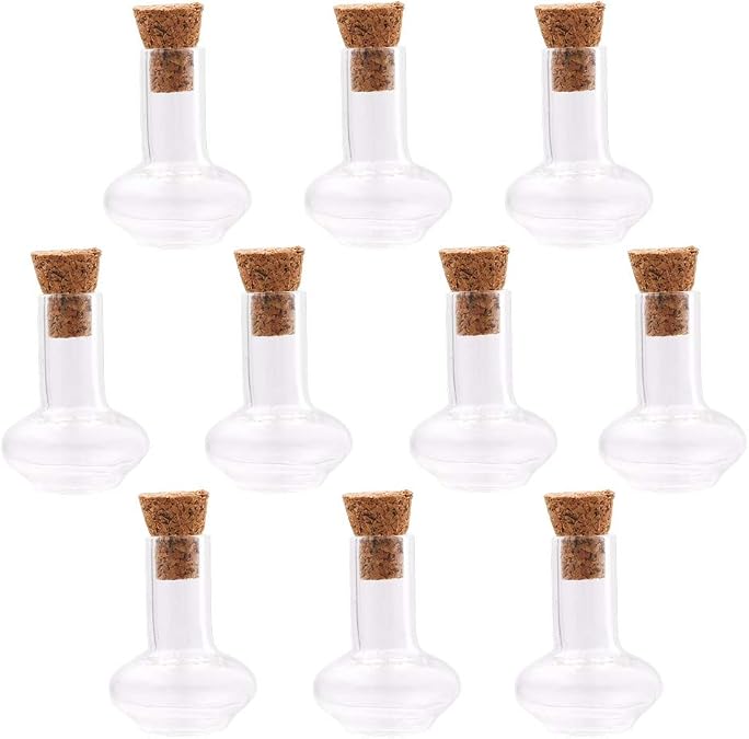 ZenRa 10 Pieces cork Glass vial pendant Mini Glass Bottle with Cork Cute Jars Wishing bottle Charms (B)