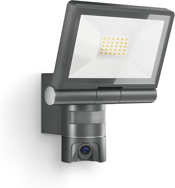 Steinel Xled Cam2 Sc Floodlight Camera with 2K Surveillance Camera, Intercom, Motion Detector, Dual-Band Wi-Fi 6, 21 W, Aluminium, Anthracite [Energy Class E]
