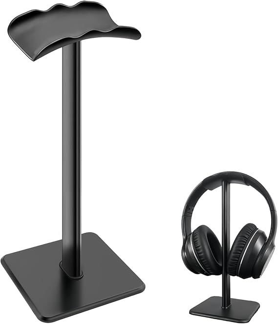 Headset Universal Desk Hook, Sturdy Metal Stand with Non-Slip Silicone, Detachable Headset Holder, Aluminum Gaming Earphone Stand with ABS Solid Base