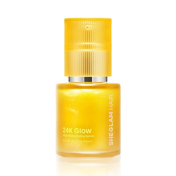 SHEGLAM 24K Glow Hair Oil Serum, 10-in-1 Treatment for Frizz Control, Shine & Heat Protection with Almond & Macadamia Oil, for All Hair Types, 1.69 fl oz