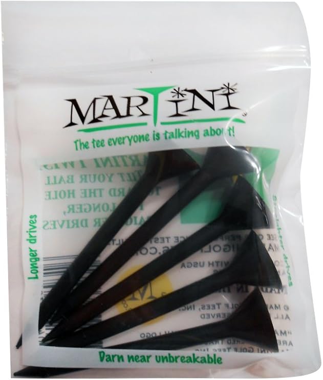 Martini Golf 3-1/4" Durable Plastic Tees 5-Pack (Assorted Colors)
