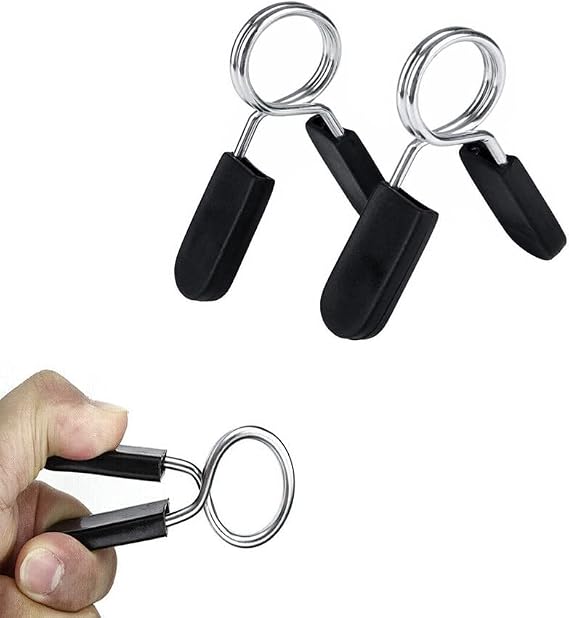 FITNESS MANIAC Standard 1" Barbell Bar Clamps Spring Collar Clips Gym Weight Dumbbell Lock Pair Sturdy Fit for Standard 1 Barbells Best for Gym Powerlifting Cross Fit Weightlifting