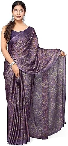 Women's Chiffon Floral Printed Saree with Blouse Piece