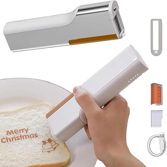 Portable Edible Inkjet Pen,Portable Food Printer,Handheld Coffee Printer Macaron,Coffee,Cake,Biscuit,Bread,Chocolate,Diy Decoration Personalized Pattern Mini Printer (Food-grade coffee inkcartridge)