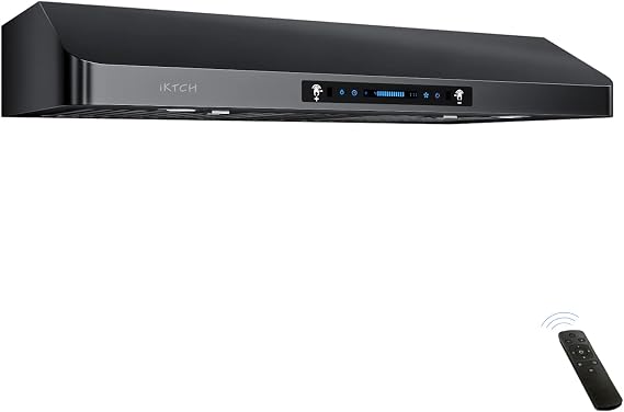 IKTCH 30 inch Range Hood 900 CFM, Black Under Cabinet Kitchen Vent Hood with 4 Speed Gesture Sensing&Touch Control Panel