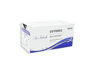 CynaMed Suture Thread with Needle (12-Pack) 5/0, 19mm, 1/2 Reverse Cutting, Black Sutures for Training & Practice