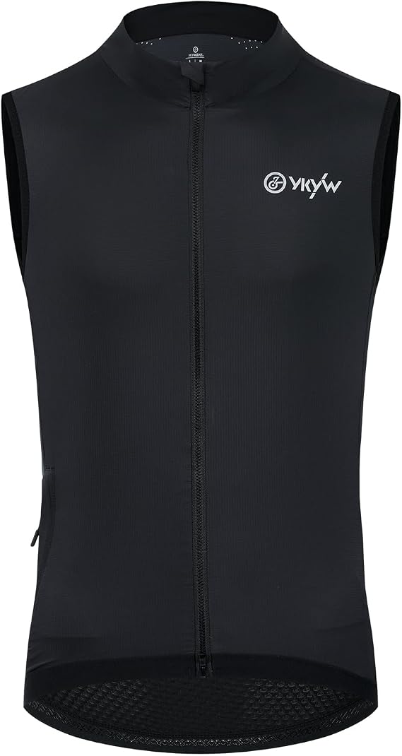 YKYWBIKE Cycling Vest for Men,Micro Softshell Windproof Bike Vest,Water Resistance Sleeveless Cycling Windbreaker