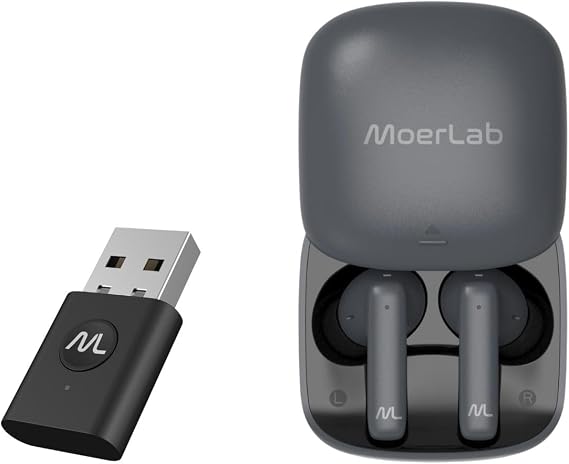 MoerLink Bluetooth 5.3 Auracast Audio Transmitter Bundle with hearClear Bluetooth Auracast Wireless Earbuds