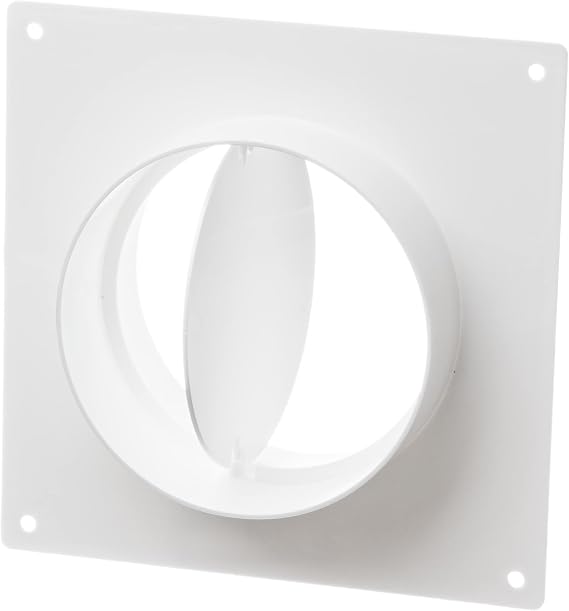 Ø 100mm / 4 inch Ventilation Wall Flange with Backdraught Shutter - Round Plastic Ducting - Duct Pipe Connector Plate