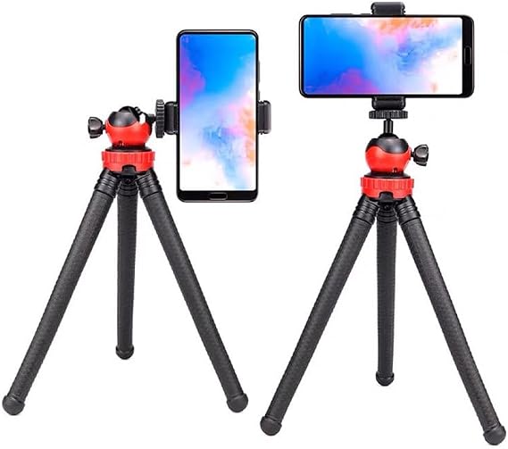 Coverzone Esnek Youtuber Yayıncılar ve Sosya Medya için İdeal 30cm Ahtapot 360 Derece Taşınabilir Ayakları Bükülebilir Selfie Telefon Tutuculu 3 Ayaklı Kampda Tatilde Gezilerde Tripod Çok Hafif 320gr