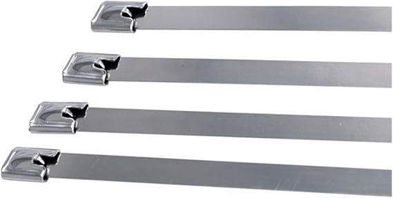 Stainless Steel Wire Ties 100Pcs 304#Stainless Steel Cable Ties 4.6mm Heavy Duty Self-Locking Cable Zip Tie Multi-Purpose Metal Exhaust Wrap Locking Ties(4.6x200mm)
