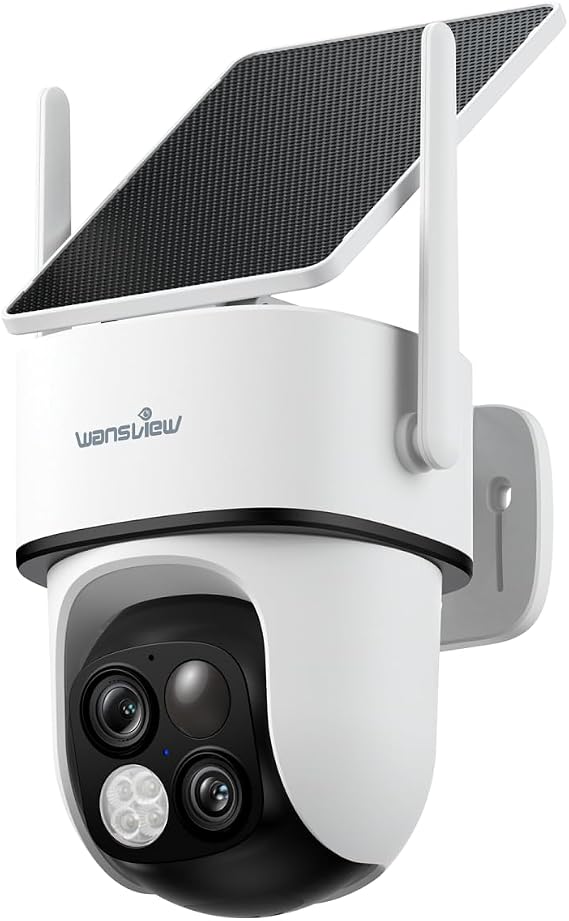 wansview Solar Camera Outdoor Wireless, 2K Dual Lens 360, 2.4G, B7 1Pack (B7 1P)