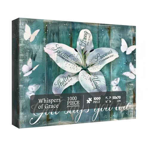 Christian Flower Butterfly Puzzles for Adults 1000 Pieces, Religious Bible Jigsaw Puzzles, Scripture Inspirational Catholic Jesus Faith Puzzle