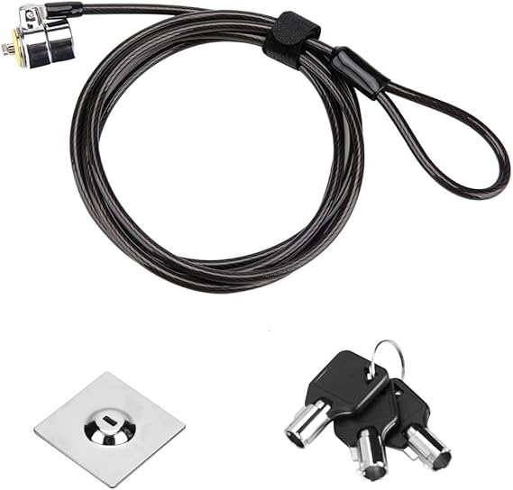 Laptop Cable Lock - 6.7Ft Security Cable with Adhesive Anchors - Compatible for Tablets, Laptops, iMac & Other Devices - 3 Keys (Keyed Different)
