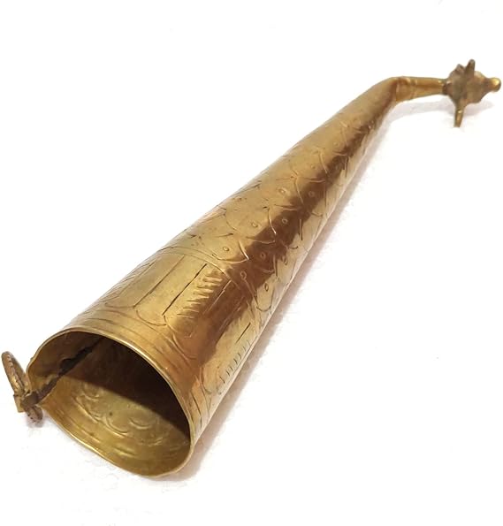 Golden Pure Brass Gaumukhi Shringi or Shrangi with a Complete rudrabhishek Size12 to 14 Inch Approx