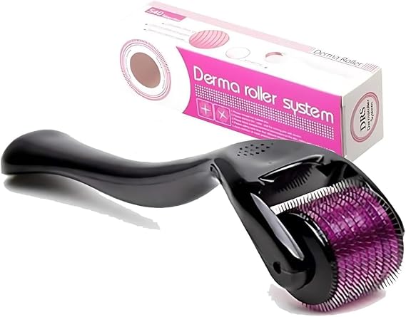 Derma Roller 0.25mm for Hair Growth| Anti Ageing Men Beard Roller| Derma Stamp for Men & Women| Microneedling Roller 540 Titanium for Home Use, Acne Marks, Cellulite Treatmment.