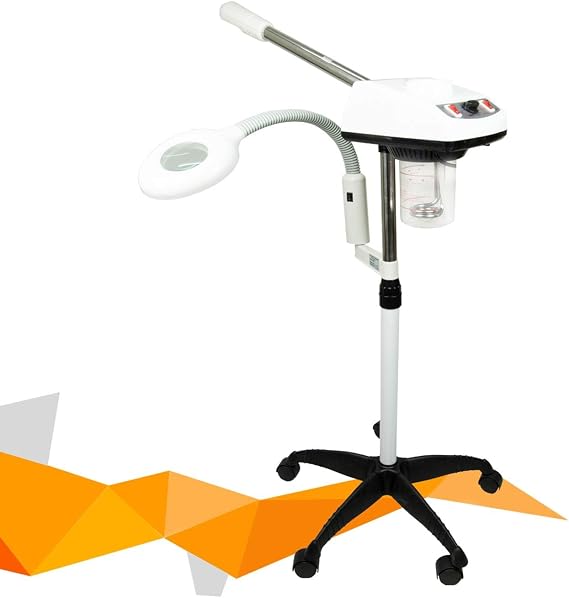 2 in 1 Professional Facial Steamer with 5X Magnifying Lamp, Height Adjustabl, Suitable for Salon SPA Face Care, White