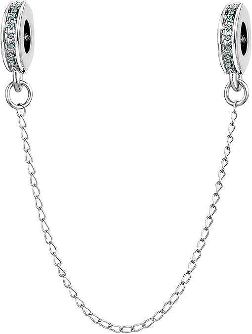 Sparkling Crystal Spacer Safety Chain Charm Compatible With Pandora Charms Bracelets for Women