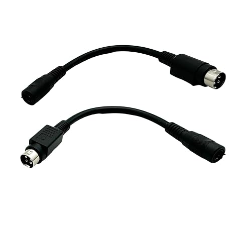 2pcs 4 Pin Mini Din Male to 5.5mm x 2.1mm Female DC Power Extension Cable for CCTV Camera System Chargers Adapter DVD, LCD TV, PC, Barcode Printer Stage Lighting, Black