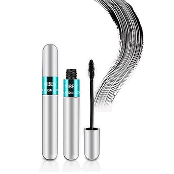 2 Pack 2 in 1 5x Longer Washable Mascara, 4D Silk Fiber Lash For VIBELY Mascara, No Clumping, Long-lasting Black