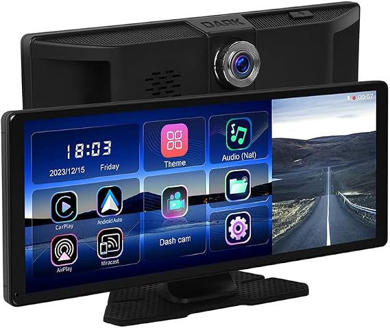 Dark 11.3" IPS Apple CarPlay & Android Auto/AirPlay, Android Cast Ekran Yansıtma, ADAS Sürüş Sistemli 4K Ön & Arka Kameralı Torpido Üstü Araç Ekranı (DK-VA-CMP1100A)