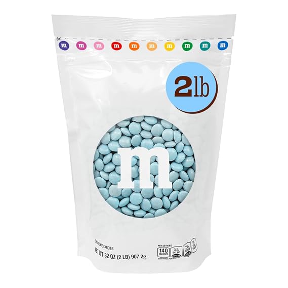 M&M'S Light Blue Milk Chocolate Candy, 2 lb Bulk Resealable Bag