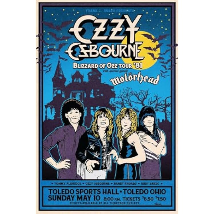 BUY ART FOR LESS Officially Licensed Ozzy Ozbourne Blizzard of OZZ Tour 24 x 36 Inch Art Poster - Decorative Print - Poster Paper - Ready to Frame