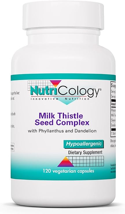 Nutricology Milk Thistle Seed Complex, 120 Capsules | Milk Thistle, Dandelion and Phyllanthus Blend for Liver and Digestive Health, Hypoallergenic and Vegetarian