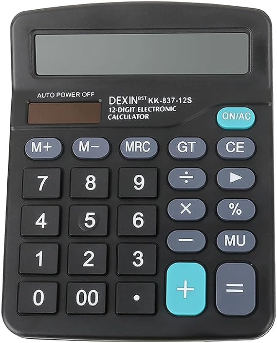 Calculator 12 Digit Office Calculators with Large LCD Display, Dual Solar Power and Battery Large Button Calculator Financial Office School