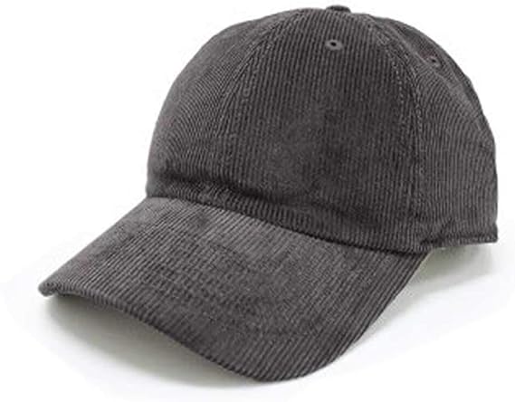 Newhattan Solid Corduroy 100% Cotton Vintage Unisex Baseball Adjustable Polo Trucker Cap Hat (Grey)