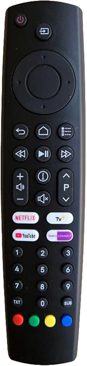 Replacement Remote Control for Grundig Smart TV 55GUB7060, 50GUB6300, 55GUB7066, 65GUB8040 - IR Plug & Play, Netflix/YouTube/TV+ Direct, Numeric Keypad, TXT/SUB, No Voice Function