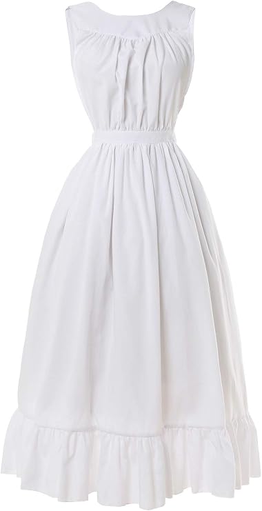 CR ROLECOS Vintage Ruffle Apron Women Colonial Pioneer Pinafore