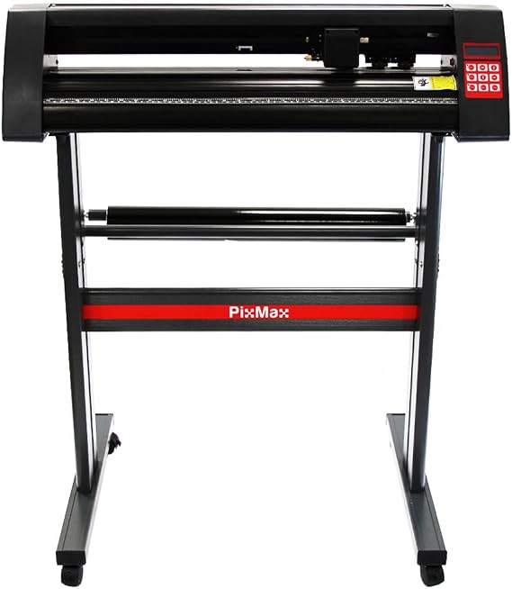PixMax 720mm Black Vinyl Cutter Plotter Machine with Stand 28" Graphic Sign Maker Built In Optical Eye Decal Cutter Wide Format Large Industrial Business Craft Commercial
