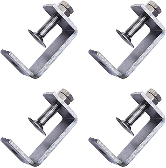 4 Pack 304 Stainless Steel C clamps heavy duty Clamps 1.85 in Wide Jaw Opening Tiger Clamp, I Beam Clamp for Welding/Carpenter (47mm)