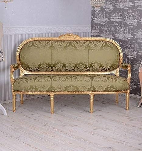 Opulent Salon Sofa in Rococo Style Madame Pompadour 163 cm Gold Cat362a04 Palazzo Exclusive