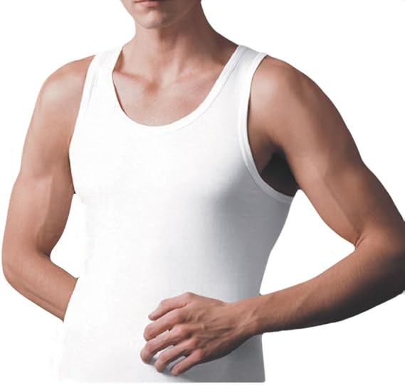 BYC Men's Tank top 2113 U-Neck Cotton 100% 3-Pack Top Innerwear, White