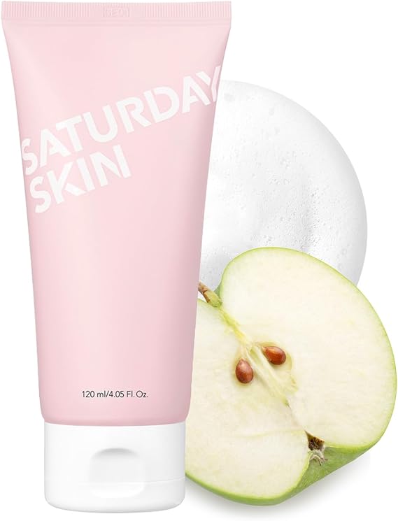 Saturday Skin Face Cleanser Hydrating Foam Cleanser Natural ingredients Anti-aging | Makeup Remover and Face Wash | Fragrance Free Ideal for Sensitive Korean Skincare (4.05 Fl. Oz.)