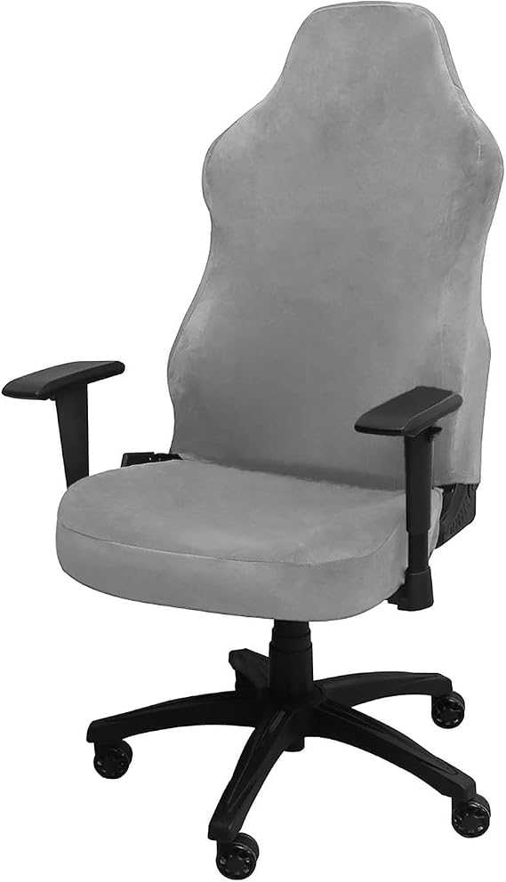 Gaming Chair Cover Set of 4, Thick Stretchable Machine Washable Cover for Office Computer Chair Protection(Light Grey)