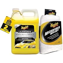 Meguiar's Car Wash Bundle - 1 Gallon Ultimate Wash & Wax, Car Wash Soap with Additional Wax Protection and Microfiber Mitt, Premium Car Wash Mitt - The Perfect Car Wash Kit