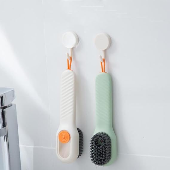 2 Pieces - Multifunctional Draining Shoe Brush, Household Shoe Washing, Clothing Cleaning Tool, Press Type Automatic Filling Shoe Brush.