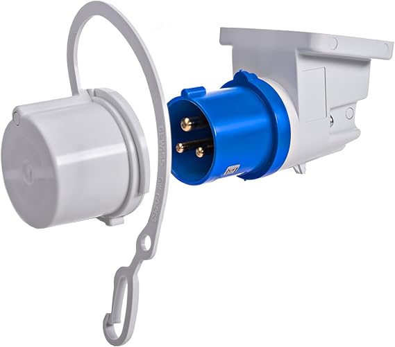 Maypole Caravan Inlet Socket with Cap - 230V 16A. Caravan Plug Adapter Exterior Socket with Waterproof Socket Cover. Caravan Trailer Accessories & Motorhome Accessories.