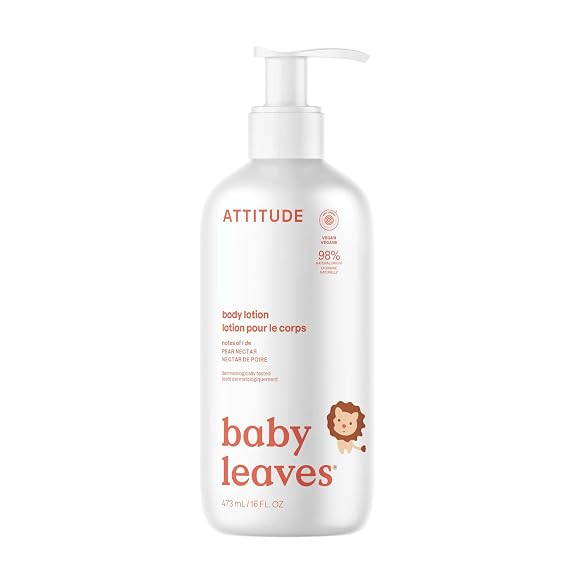 ATTITUDE Baby Lotion for Face & Body, Pear Nectar, EWG Verified, 16 Fl Oz