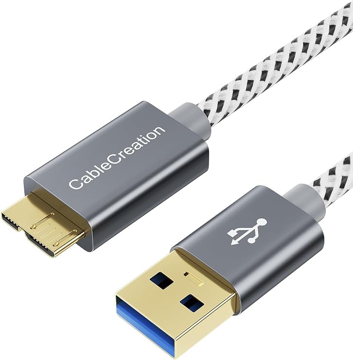 CableCreation Short USB3.0 Hard Drive Cable 1FT, USB 3.0 A to Micro B Cable | 5Gbps Data, USB 3.0 External Works for WD Toshiba, Seagate Hard Drive, Galaxy S5 and More, 0.3m