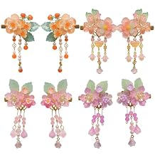 4 Pairs Chinese Flower Hair Clips Hanfu Hair Clips Vintage Traditional Chinese HairClips for Women Girls