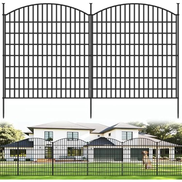 15 Panels Outdoor Garden Fence for Yard, 32 inH X 36 ftL No Dig Animal Barrier Fencing, Rustproof Metal Wire Decorative Fence Panel Border for Dog, Rabbits, Backyard, Garden, Patio, Flower Bed