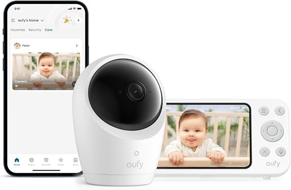 eufy Security Baby Monitor, Hybrid Wi-Fi and No Wi-Fi Connection, 24/7 Recording in app, Pan-Tilt, Portable Camera with Built-in Battery, ANR