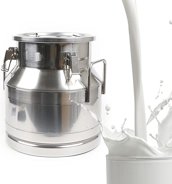 Milk Can, Stainless Steel Milk Can Canister Dairy Pot Bucket, Silver Tote Jug Oil Barrel, Tea Canister (20L)