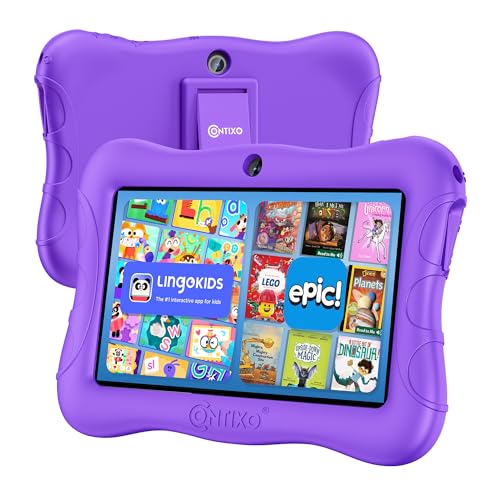 Contixo Kids Tablet V9, 7-inch HD, Ages 3-7, Includes Learning Games and Educational Apps, Toddler Tablet with Camera, Parental Controls, Android 11, 32GB, WiFi, Learning for Kids - Purple