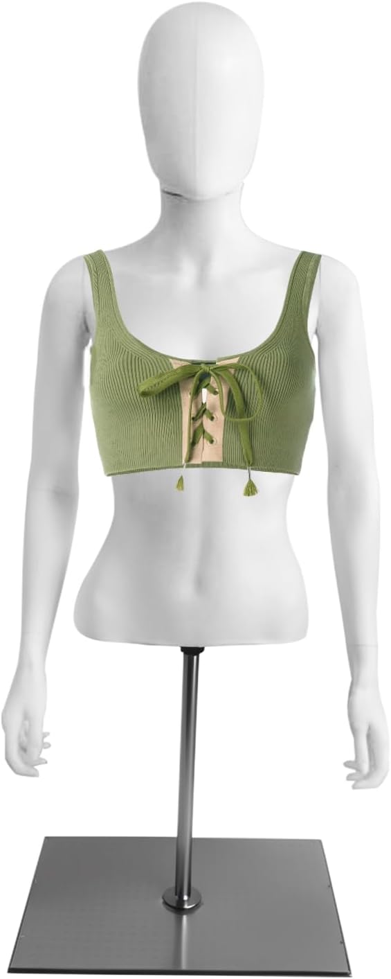 Mannequin Full Body Half Body with Man and Women Realistic Adjustable Detachable Mannequin Display... (Female Half Body(White))